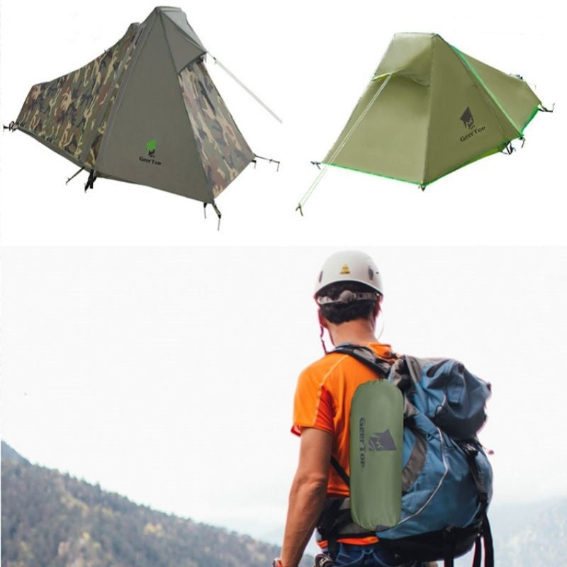 Double layer outdoor camping tent, suitable for one person