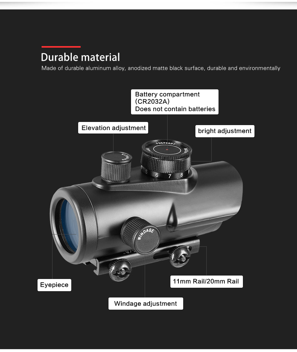 1x20/1X30/1X28/1X28X40/1X32 holographic red and green dot sight